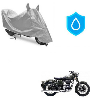 HYBRIDS COLLECTION Waterproof Two Wheeler Cover for Royal Enfield(Battle Green, Silver)