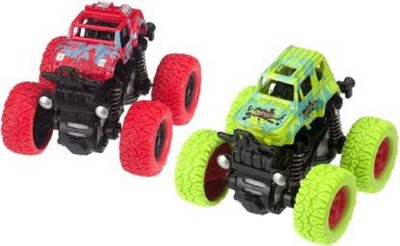 HREYANSH COLLECTION Pack of 2 Unbreakable cars toys for boys Mini Monster Trucks 4wd Friction Powered Cars for Kids Big Rubber Tires Baby Boys Super Cars Blaze Truck Chil
