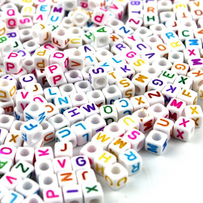 BBS DEAL 350 Pieces 6mm DIY White Colorful Acrylic Alphabet Letter Cube Beads for jewelry making, Bracelets, Necklaces,Children's Educational Toys, Key Chains and Kids Jewelry