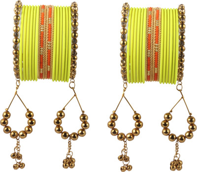 Shiv_Jewels Alloy Pearl, Crystal Gold-plated Bangle(Pack of 32)