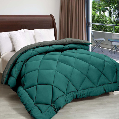 EVERDECOR Solid Double Comforter for  Heavy Winter(Microfiber, Deep Teal/Ash Grey)