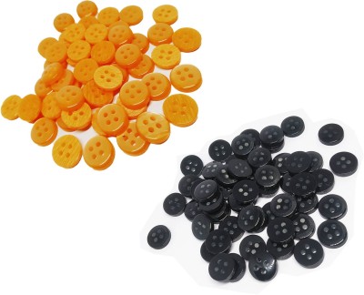 lookat Buttons Set Of 100, Diameter 1 cm With 4 Holes for sewing Orange & Black button (50+50) Plastic Buttons(Pack of 100)