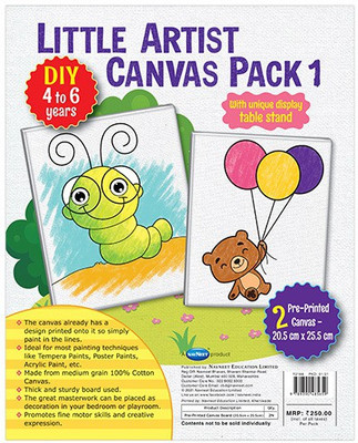 NAVNEET Kids Canvas Cotton Acid Free Board Canvas (Set of 2)(Multicolor)
