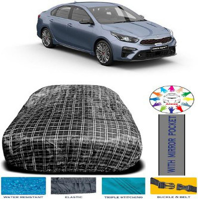 APNEK Car Cover For Kia Cerato (With Mirror Pockets)(White, Black)