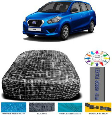 APNEK Car Cover For Nissan Go (With Mirror Pockets)(White, Black)