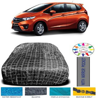 APNEK Car Cover For Honda Jazz (With Mirror Pockets)(White, Black)