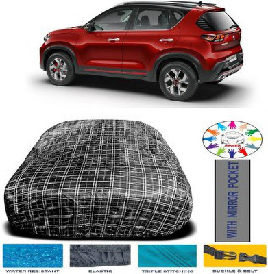 APNEK Car Cover For Kia Sonet (Without Mirror Pockets)(White, Black)