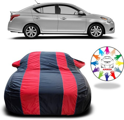 APNEK Car Cover For Nissan Sunny (With Mirror Pockets)(Red, Blue)