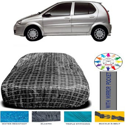 APNEK Car Cover For Tata Indica Vista (With Mirror Pockets)(White, Black)