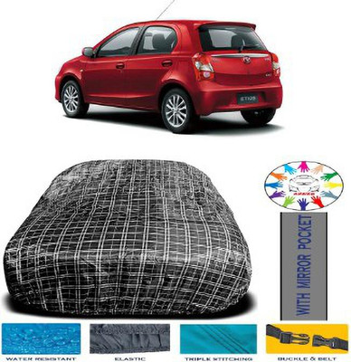 APNEK Car Cover For Toyota Etios (With Mirror Pockets)(White, Black)