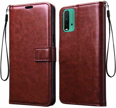TINGTONG Flip Cover for Xiaomi Mi Redmi 9 Power, Xiaomi Poco M3(Brown, Cases with Holder, Pack of: 1)