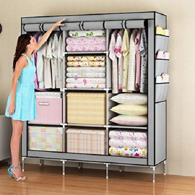 Grazia Carbon Steel Collapsible Wardrobe(Finish Color - GREY, DIY(Do-It-Yourself))