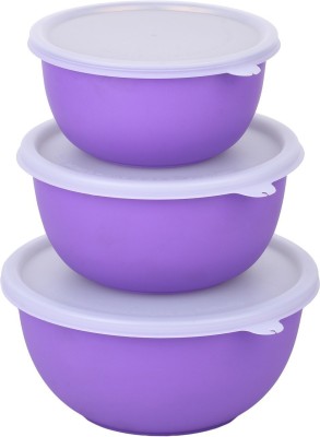 Homeish Polypropylene, Steel Grocery Container  - 500 ml, 800 ml, 1200 ml(Pack of 3, Purple, Silver)