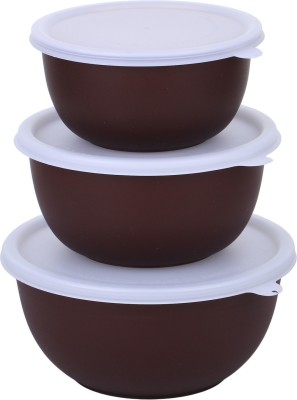 Homeish Polypropylene, Steel Grocery Container  - 500 ml, 800 ml, 1200 ml(Pack of 3, Silver, Brown)