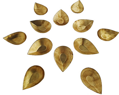 CRM TRADERS Brass (Pack of 12) Table Diya Set(Height: 0.5 inch)