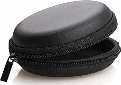 NAFA Leather Zipper Headphone Pouch For Universal(Black)