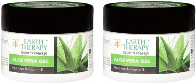 EARTH THERAPY Aloe Vera Gel Stretch Marks Scars Wrinkles Fine lines Anti Ageing for extra moisturisation & nourishing for Women and Men - Set of 2(50 g)