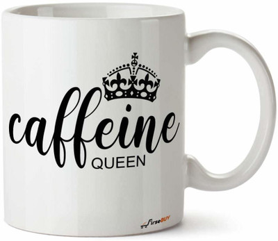 FirseBUY Caffeine Queen Printed Ceramic Coffee Mug(325 ml)