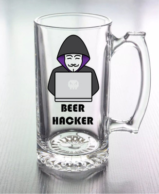 LEDZZ System Hacker Sublimation Printed Beer clear Glass Beer Mug(475 ml)