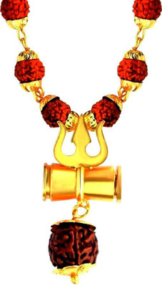 A1 Laxmi Ganesh Rudraksha Mala with Golden Cap 8mm Rare Collection for Unisex Wood Chain Brass Chain Pack of 1 Brass Chain