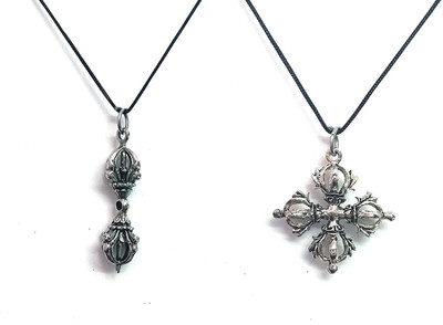 AIR9999 Tibetan Nepali Lucky Charm Vajra Dorje and Double Dorje Metal Pendant for Men & Women Metal Pendant