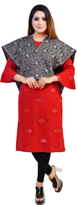 FusFus Wool Self Design Women Shawl(Dark Blue)