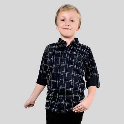MashUp Boys Checkered Casual Blue Shirt