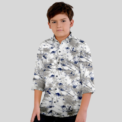 MashUp Boys Printed Casual Grey Shirt