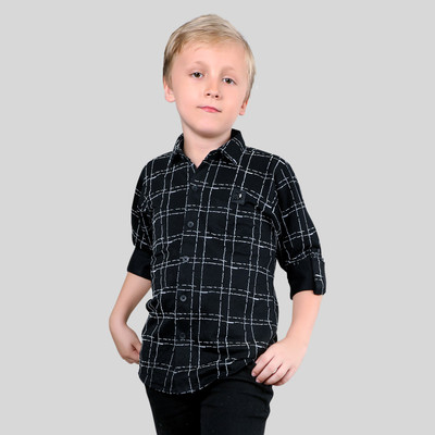 MashUp Boys Checkered Casual Black Shirt