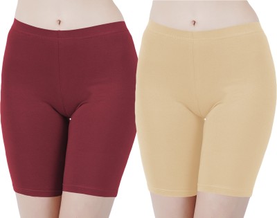 Buy That Trendz Solid Women Red, Beige Cycling Shorts