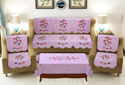 WONDERLAND Cotton 3 Seater Sofa Floral Cover(Pack of 7 Multicolor)