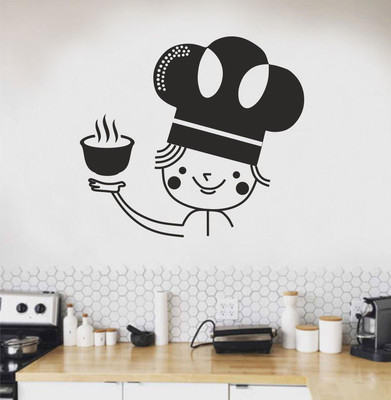 Vijaya enterprises 56 cm Kitchan black colour for home sticker size (62x56cm) Self Adhesive Sticker(Pack of 1)