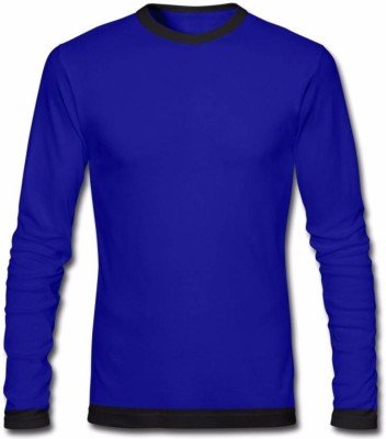 Diwazzo Colorblock Men Round Neck Blue T-Shirt