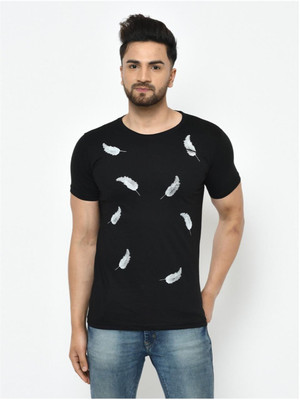 ATTITUDE START OF FASHION Printed Men Round Neck Black T-Shirt