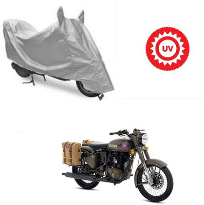 Atulit enterprises Two Wheeler Cover for Royal Enfield(Classic 500, Silver)