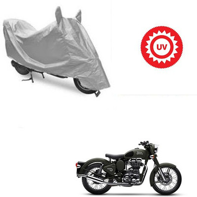 Atulit enterprises Waterproof Two Wheeler Cover for Royal Enfield(Battle, Silver)