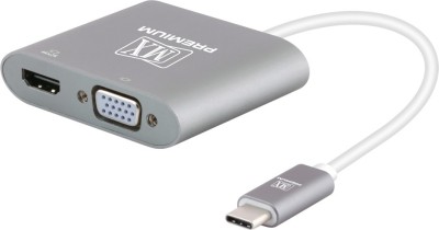 MX USB C to HDMI + VGA, USB Type C (Thunderbolt 3 Compatible) to HDMI 4K+VGA Adapter, Compatible with MacBook Pro/Chromebook Pixel/Dell XPS 13,Yoga 910,iPad Pro 2018,MacBook Air MXP 5105 HV USB Hub(Multicolor)