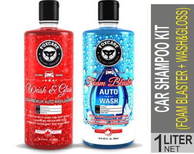 FOXCARE CAR SHAMPOO KIT- 1 (FOAMBLASTER+WASH&GLOSSS SHAMPOO) Car Washing Liquid(1000 ml)