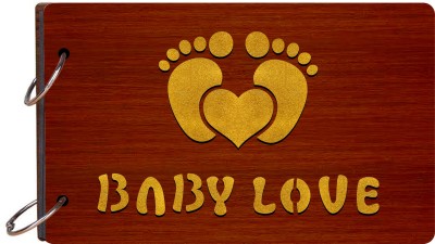 Craft Qila Baby Foot Wooden Scrapbook Photo Album for Memorable Gift Size (26cm x 16cm x 4cm) Album(Photo Size Supported: 4 x 6 inch)