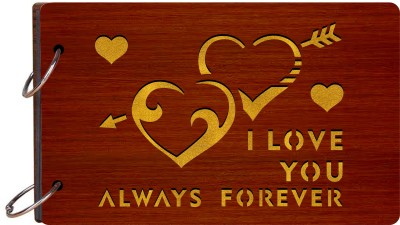 Craft Qila I love you always forever Wooden Scrapbook Photo Album for Memorable Gift Size (26cm x 16cm x 4cm) Album(Photo Size Supported: 4 x 6 inch)