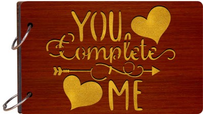 Craft Qila You Complete Me Wooden Scrapbook Photo Album for Memorable Gift Size (26cm x 16cm x 4cm) Album(Photo Size Supported: 4 x 6 inch)