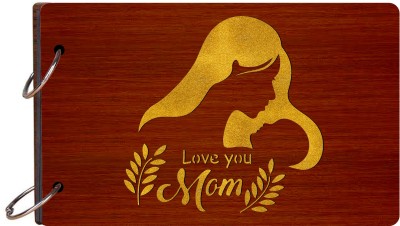 Craft Qila Love You Mom Wooden Scrapbook Photo Album for Memorable Gift Size (26cm x 16cm x 4cm) Album(Photo Size Supported: 4 x 6 inch)