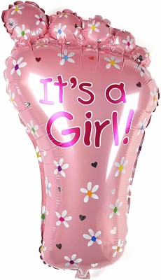 CherishX.com Printed Baby Shower Feet It's a Girl Printed Pink Foil Balloon for Your Baby Shower/Baby Welcoming Party Decoration Letter Balloon(Multicolor, Pack of 1)