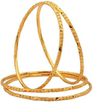 Sasitrends Brass Gold-plated Bangle Set(Pack of 4)