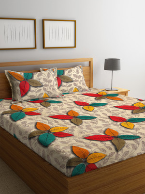 Home Sizzler 144 TC Microfiber Double Abstract Flat Bedsheet(Pack of 1, Multicolor)