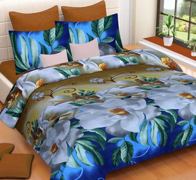 NEHA JI 99 TC Cotton Double 3D Printed Flat Bedsheet(Pack of 1, Multicolor)