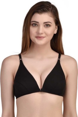 Cyxus 4G WOMAN FULL COVERAGE FRONT OPEN BLACK BRA COMFORTABLE BRA WITH EXTRA SOFT MATERIEL-BLK (B SIZE:99120036 Women Full Coverage Non Padded Bra(Black)