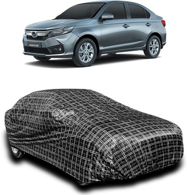 APNEK Car Cover For Honda Amaze (With Mirror Pockets)(Silver, Black)