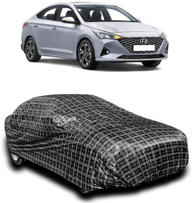 APNEK Car Cover For Hyundai Verna Facelift (With Mirror Pockets)(Silver, Black)
