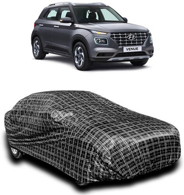 APNEK Car Cover For Hyundai Venue (With Mirror Pockets)(Silver, Black)